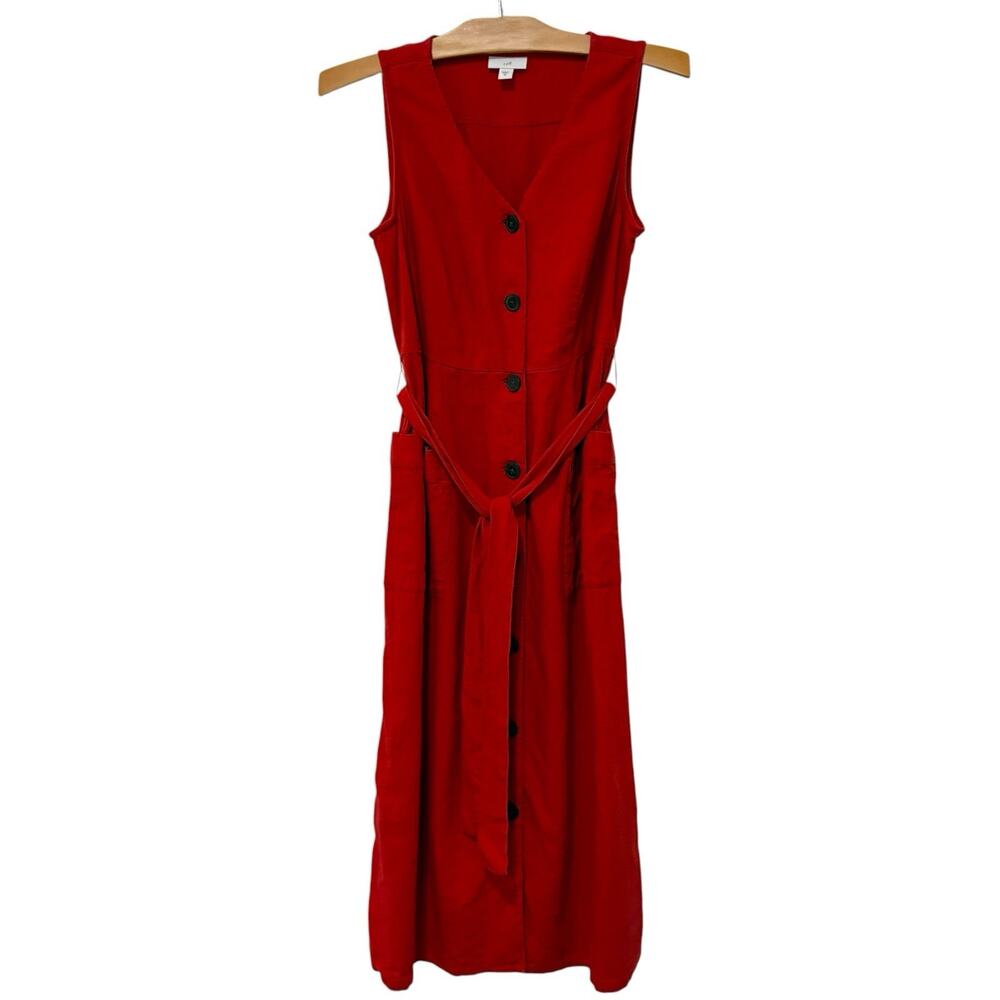 J. Jill | Dress Linen Sleeveless Button Front Belted Casual Travel Timeless- XS